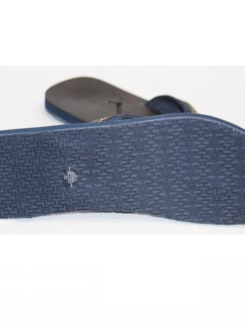 Tommy Hilfiger Brown Footbed Flip Flops with Navy Straps NWOT